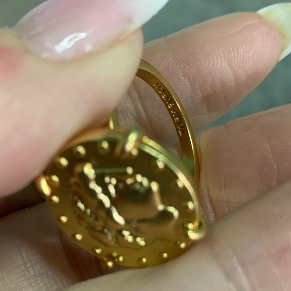 Tory Burch Gold Coin medallion Ring size 7 - Picture 10 of 12